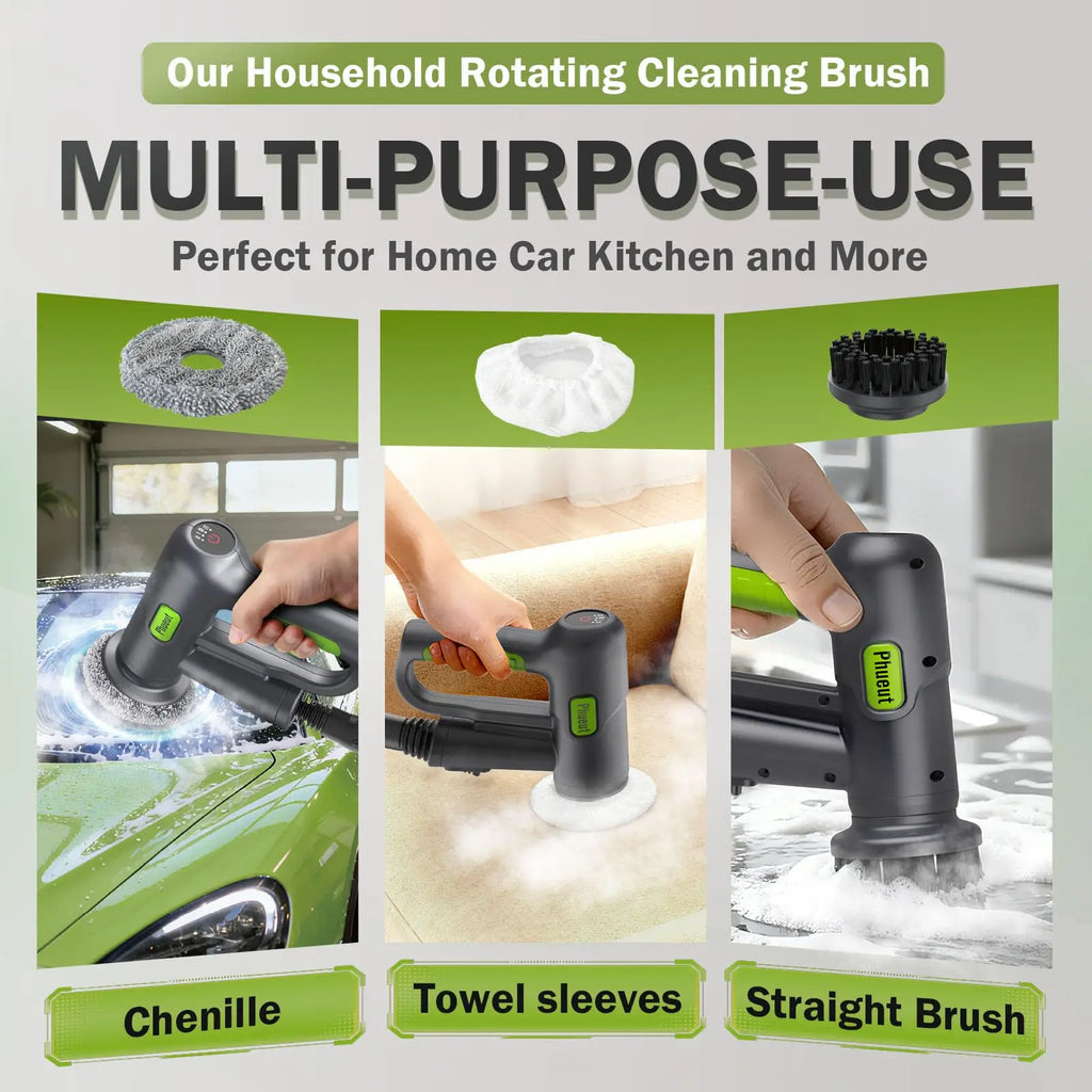 Pressurized Handheld Steam Cleaner & Rechargeable Spin Scrubber